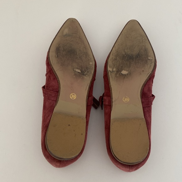 Voko Vital Suede Leather Red Mary Jane Flats - Picture 2 of 5